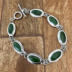 Sterling silver and jade bracelet